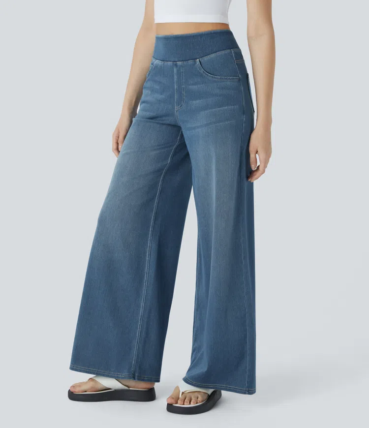 Buvala™-Quinn Super Stretch High-Waisted Wide Leg Jeans