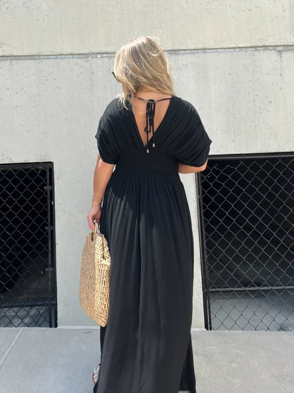 Buvala™-NEW IN 💗  SLIT V-NECK EFFORTLESS MAXI LONG DRESS