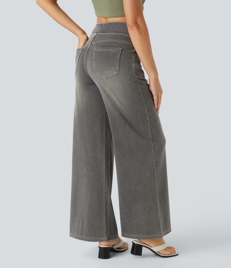 Buvala™-Quinn Super Stretch High-Waisted Wide Leg Jeans