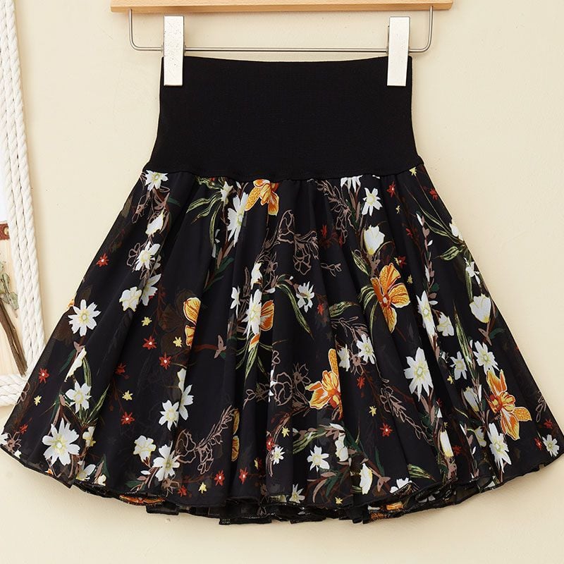 Buvala™-Pleated sarongchiffon floral skirt