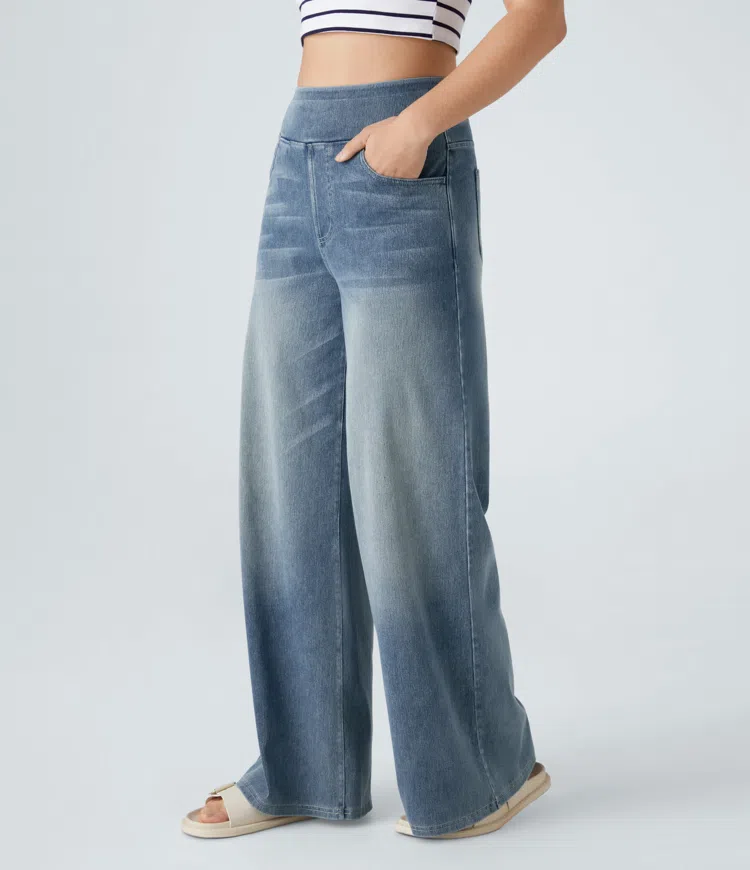 Buvala™-Quinn Super Stretch High-Waisted Wide Leg Jeans