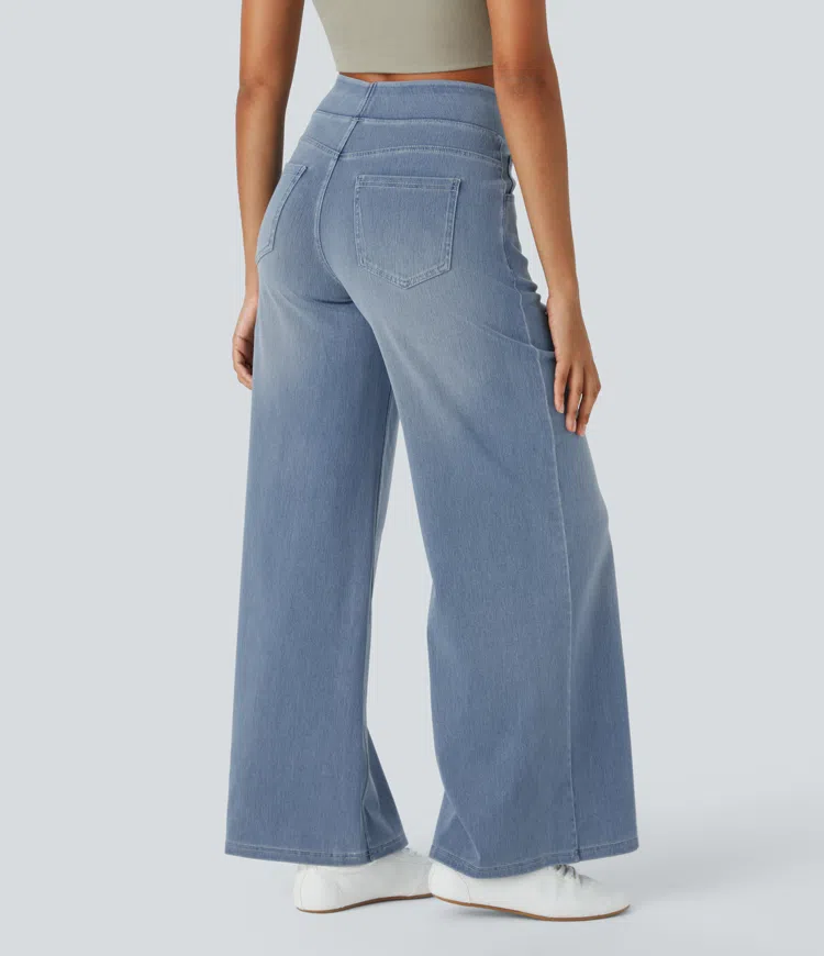 Buvala™-Quinn Super Stretch High-Waisted Wide Leg Jeans