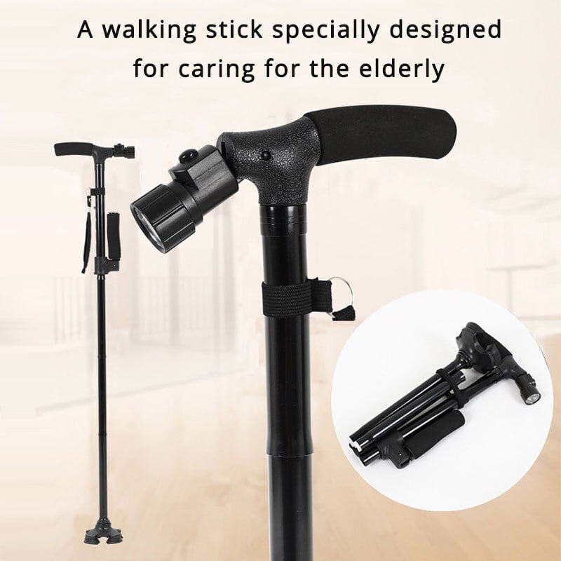 Buvala™-HOT SALE -Aluminum alloy with LED light non-slip foldable walking stick