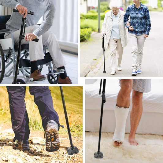 Buvala™-HOT SALE -Aluminum alloy with LED light non-slip foldable walking stick