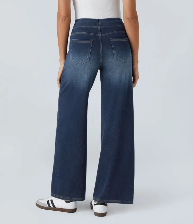 Buvala™-Quinn Super Stretch High-Waisted Wide Leg Jeans