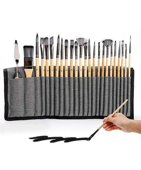 Buvala™-Professional Art Brush With Natural Wood Handles Set Of 24