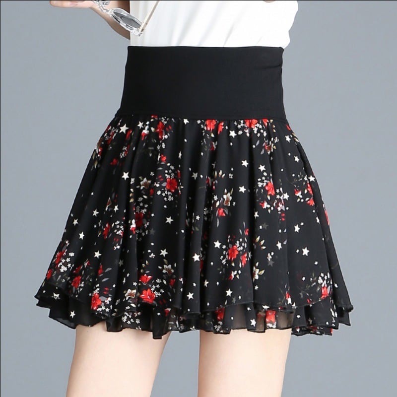 Buvala™-Pleated sarongchiffon floral skirt