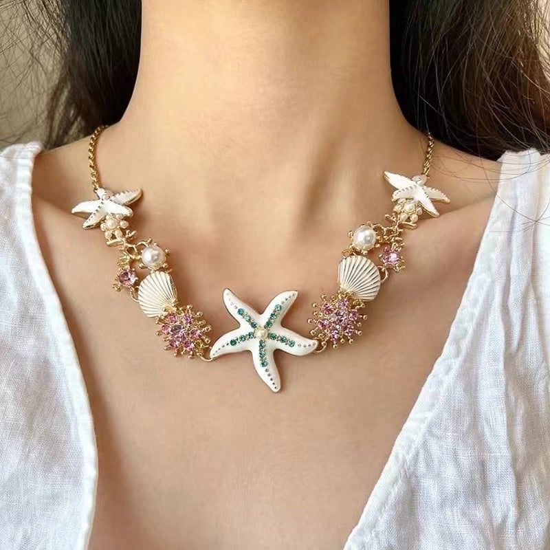 Buvala™-Beach Shell Starfish Coral Necklace & Bracelet & Earrings