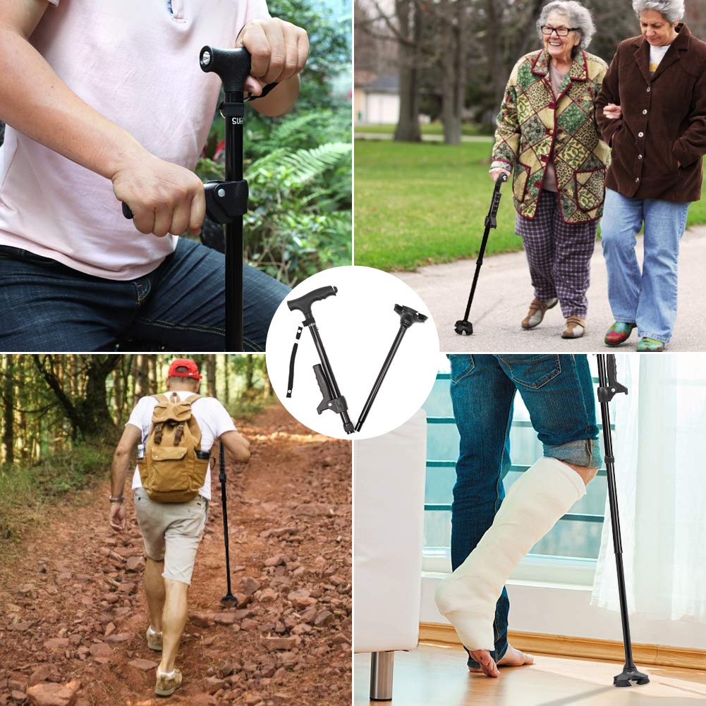 Buvala™-HOT SALE -Aluminum alloy with LED light non-slip foldable walking stick