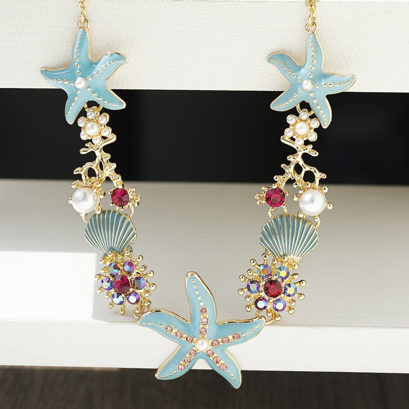 Buvala™-Beach Shell Starfish Coral Necklace & Bracelet & Earrings