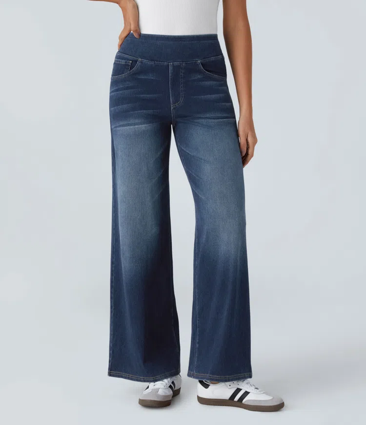 Buvala™-Quinn Super Stretch High-Waisted Wide Leg Jeans