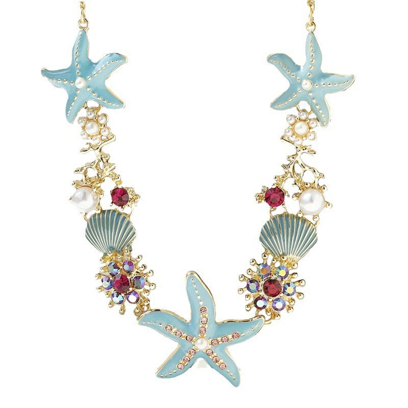 Buvala™-Beach Shell Starfish Coral Necklace & Bracelet & Earrings