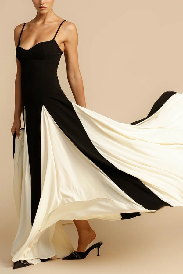 Buvala™-Timeless Elegance Panelled Tulle A-line Slip Maxi Dress