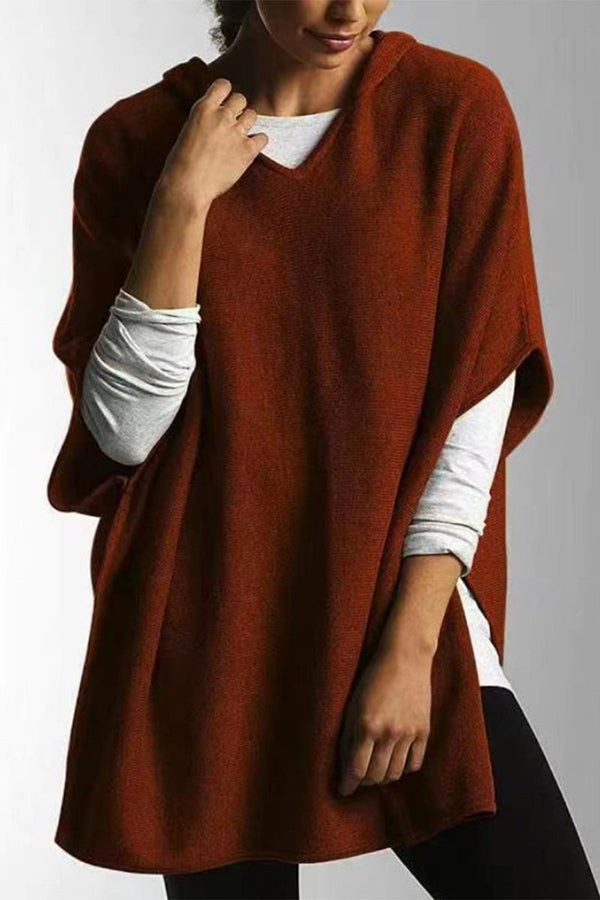 Buvala™-Casual Simplicity Solid Slit Hooded Collar Tops