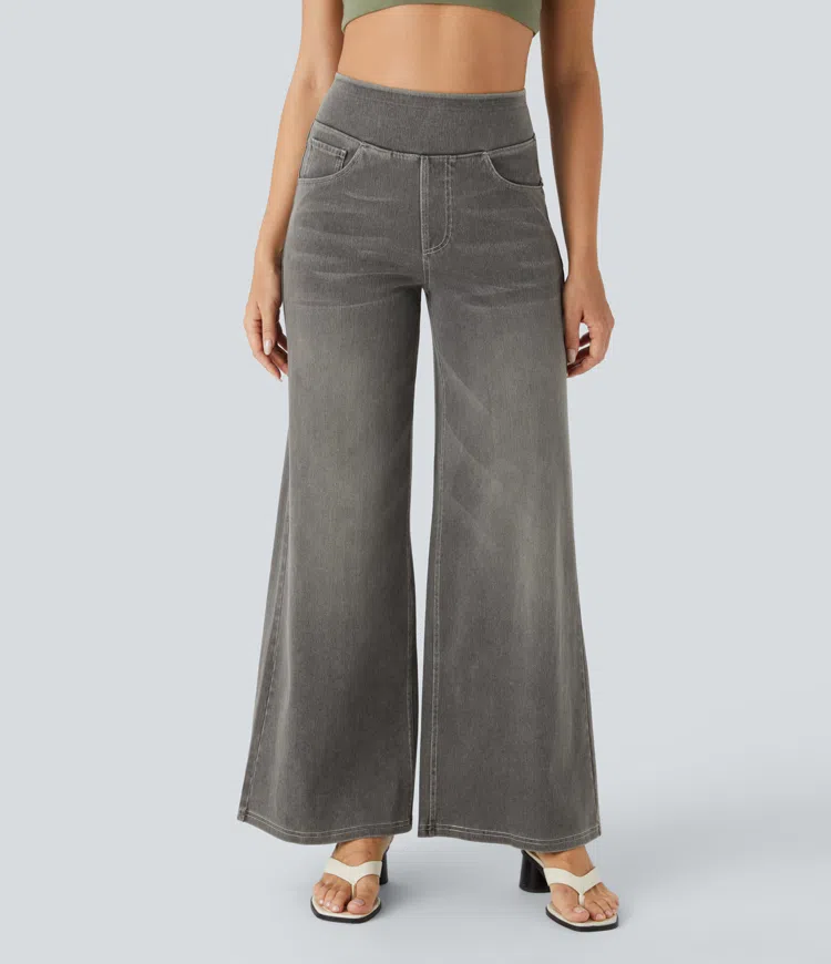 Buvala™-Quinn Super Stretch High-Waisted Wide Leg Jeans