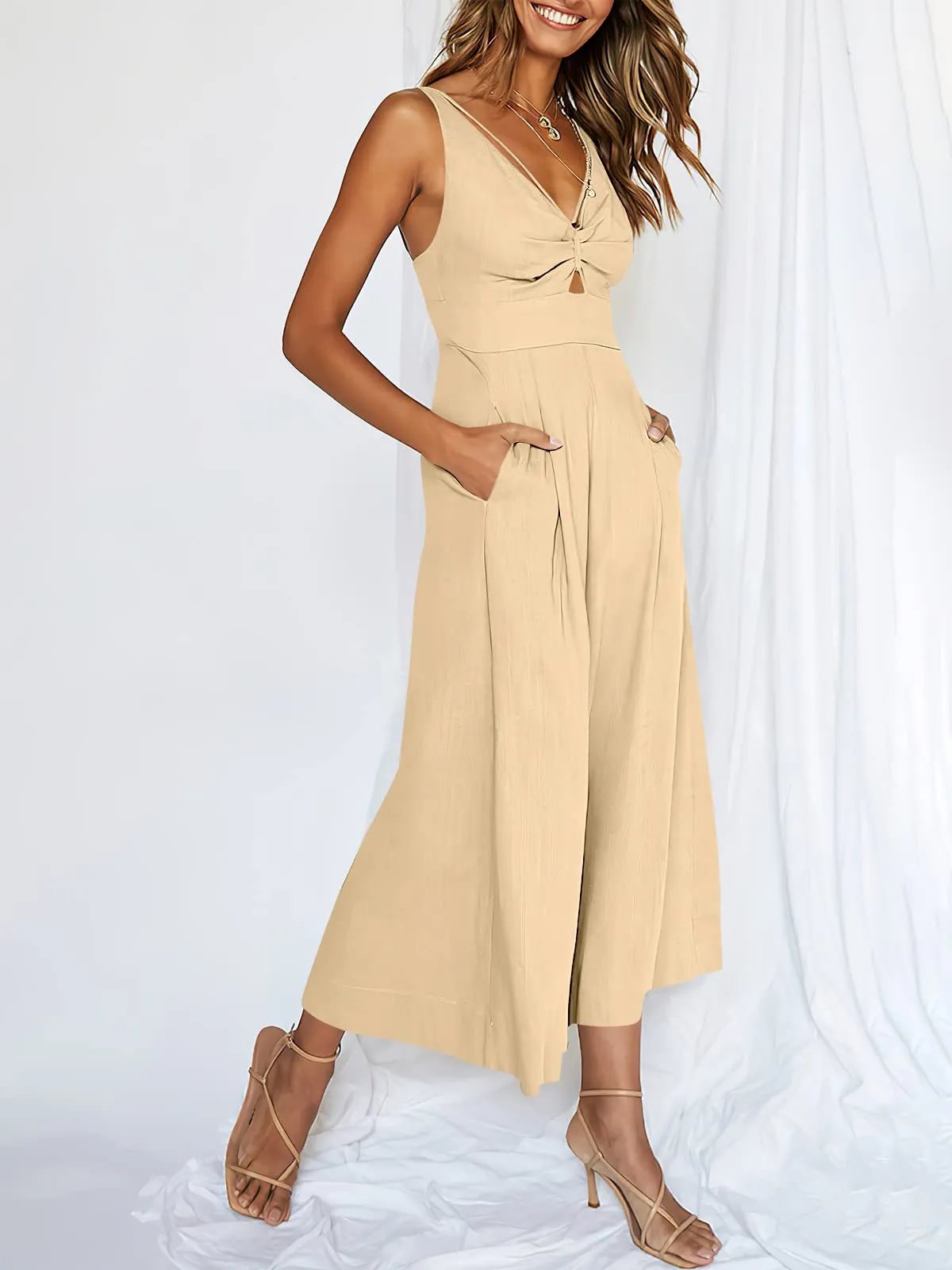 Buvala™-V Neck Cutout High-Waist Jumpsuits(Buy 2 free shipping)