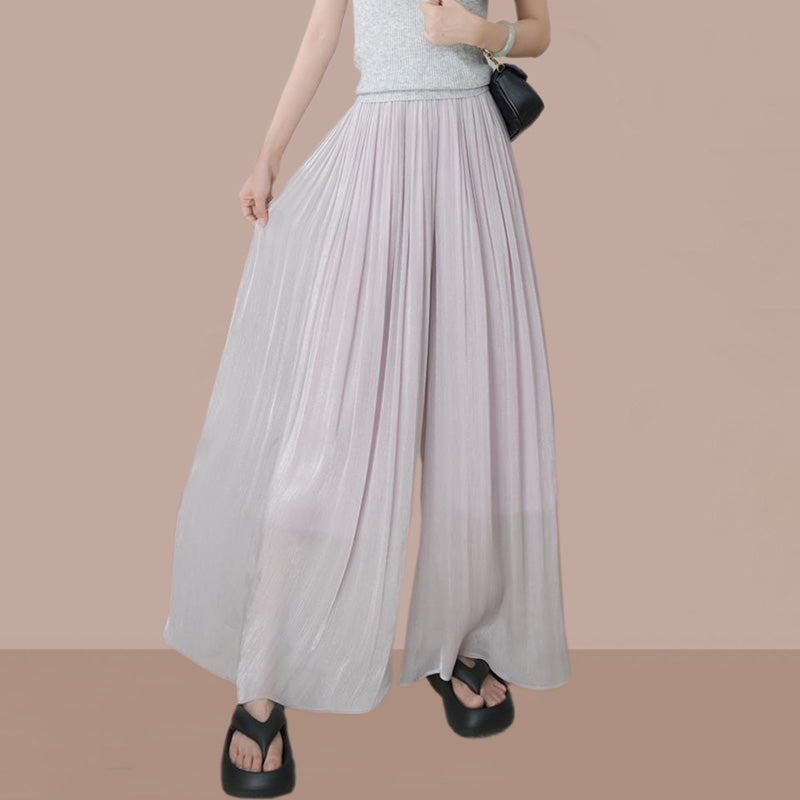 Buvala™-👗Glazed Ice Silk Floor-Length Wide-Leg Culottes