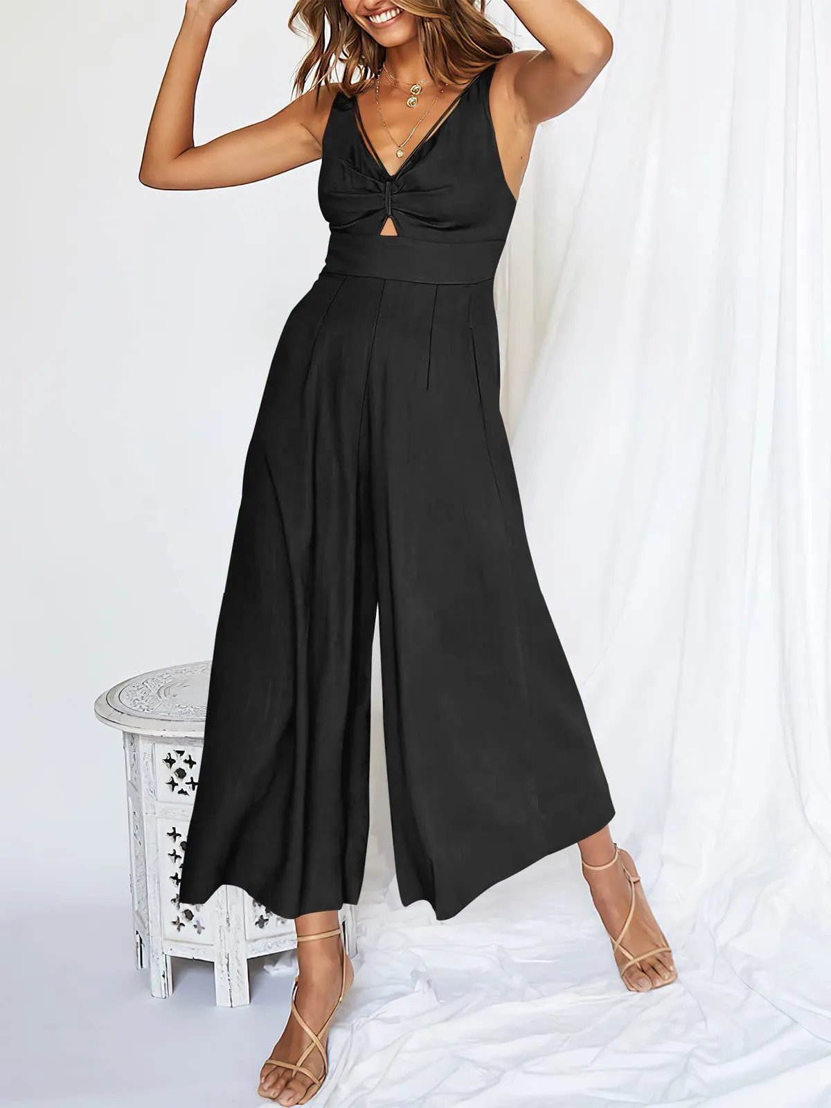 Buvala™-V Neck Cutout High-Waist Jumpsuits(Buy 2 free shipping)