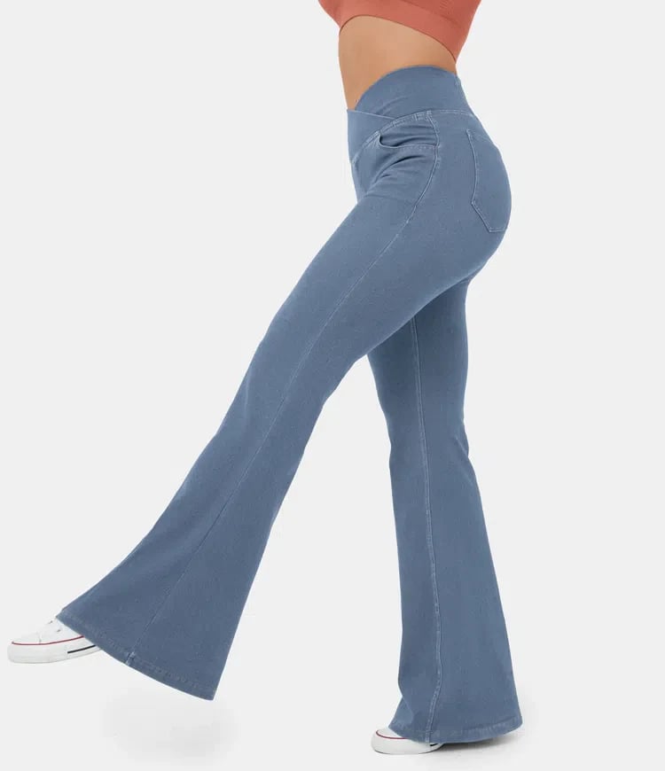 Buvala™-Stretchy Denim High Waisted Crossover Flare Pants (Buy 2 Free Shipping)