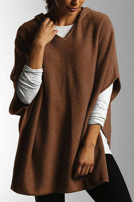 Buvala™-Casual Simplicity Solid Slit Hooded Collar Tops