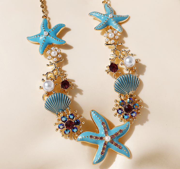 Buvala™-Beach Shell Starfish Coral Necklace & Bracelet & Earrings