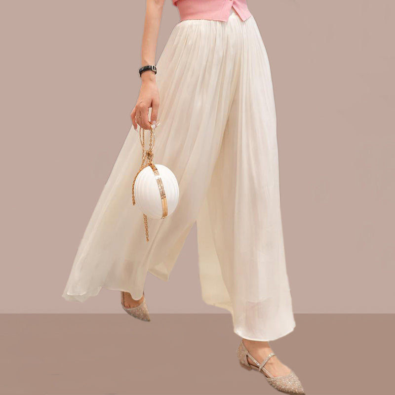 Buvala™-👗Glazed Ice Silk Floor-Length Wide-Leg Culottes