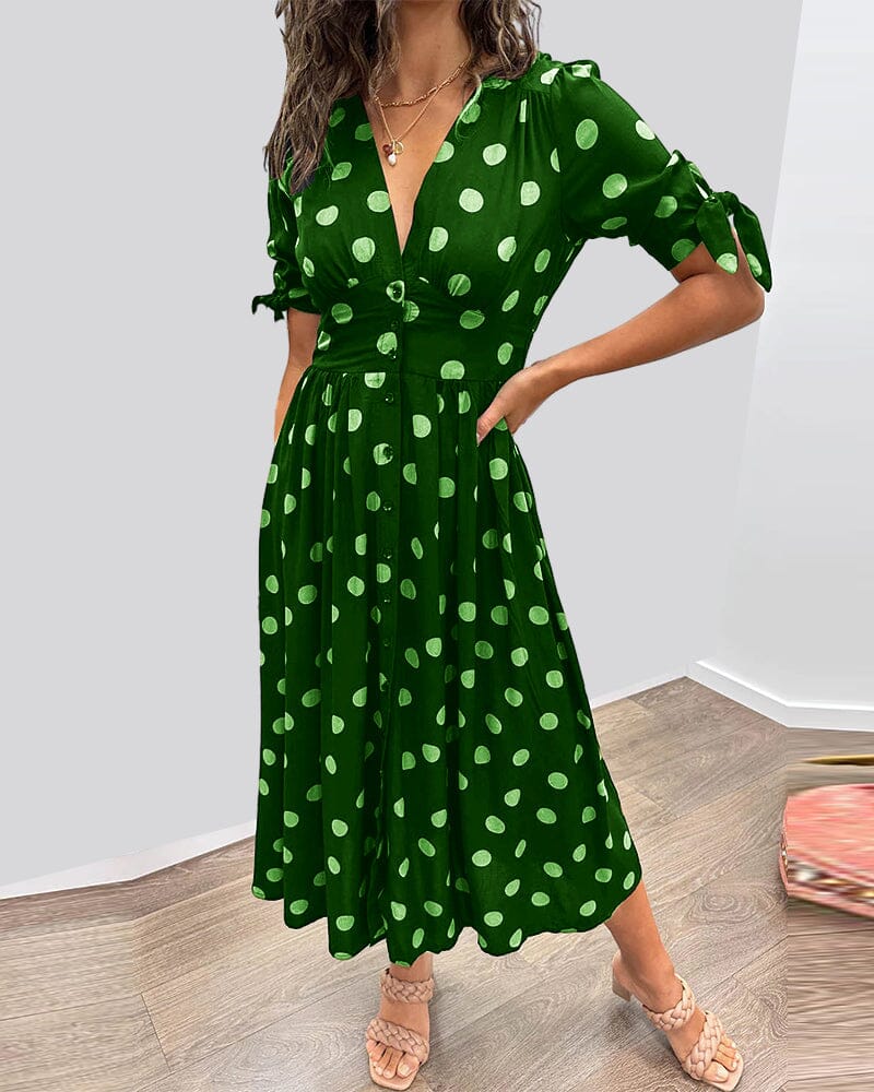 Buvala™-🔥🌷Last Day Promotion 48% OFF - 💃Deep V-neck polka-dot dress