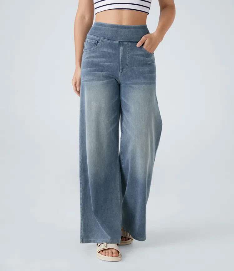 Buvala™-Quinn Super Stretch High-Waisted Wide Leg Jeans