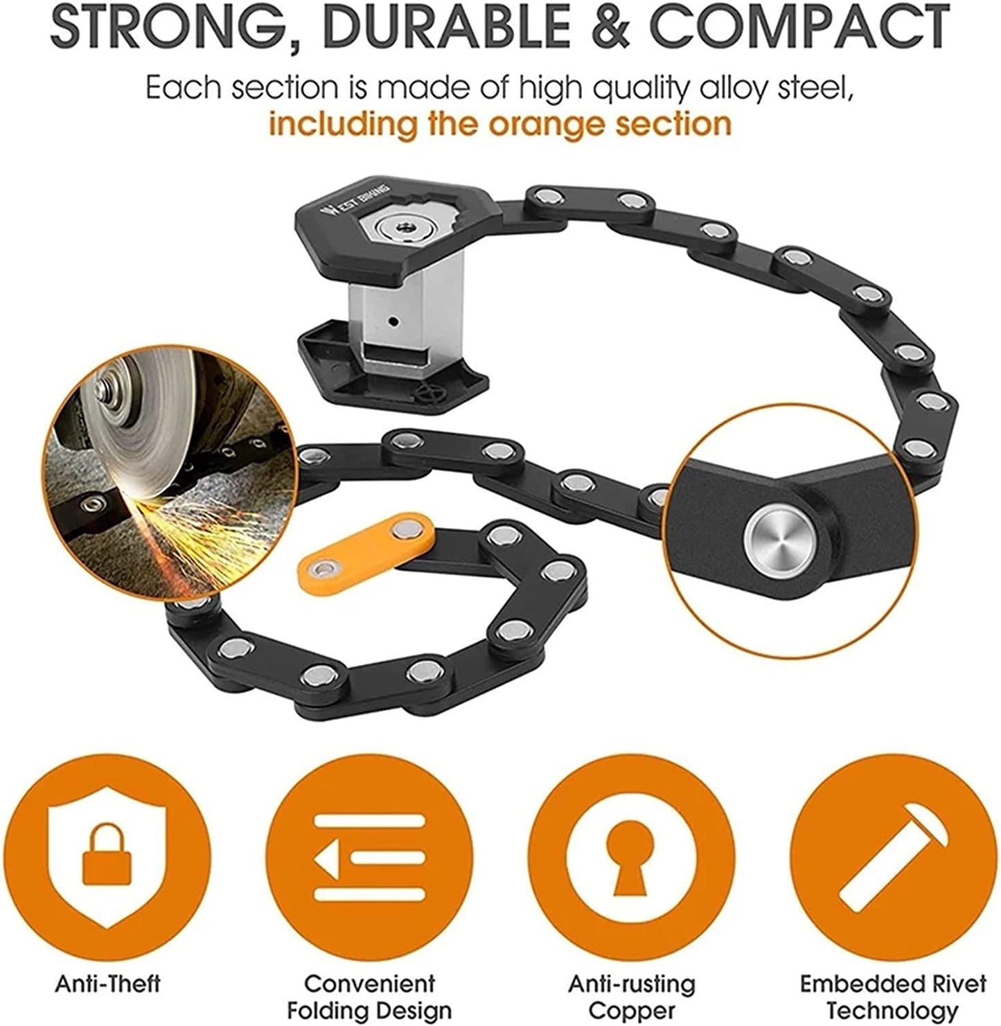 Buvala™-High Security Hamburg Foldable Bike Chain Lock