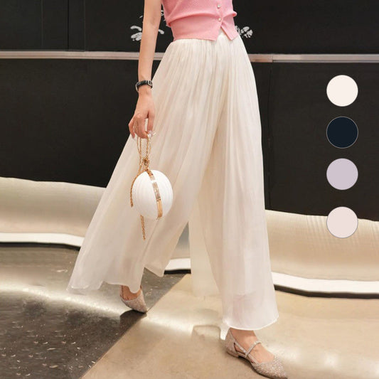 Buvala™-👗Glazed Ice Silk Floor-Length Wide-Leg Culottes