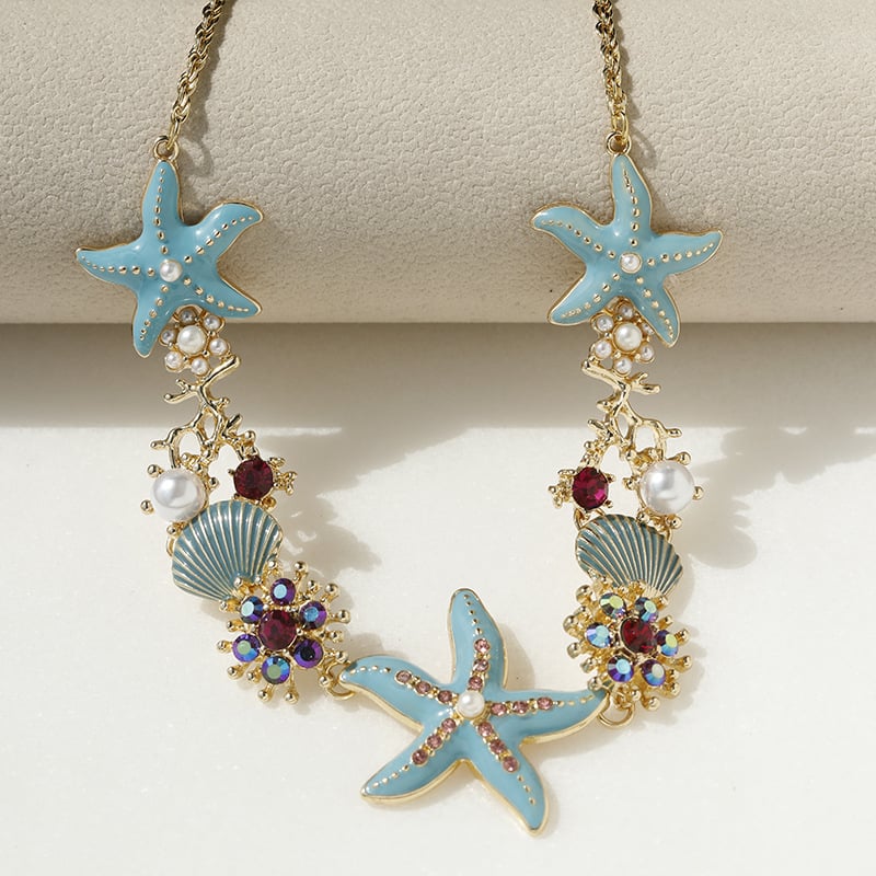 Buvala™-Beach Shell Starfish Coral Necklace & Bracelet & Earrings