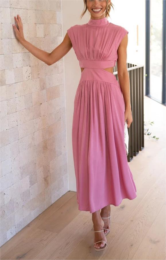 Buvala™-🔥Hot Sale 49%OFF - Cutout Waist Pocketed Vacation Midi Dress