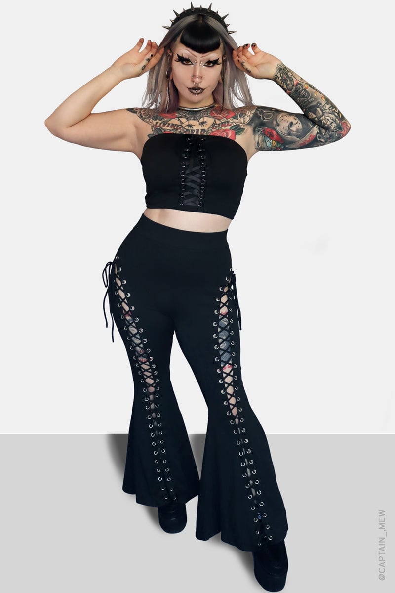 Buvala™-Lace Up Flare Pants