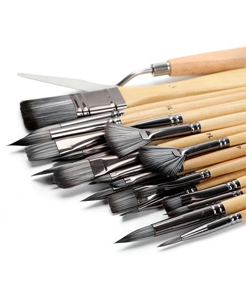 Buvala™-Professional Art Brush With Natural Wood Handles Set Of 24