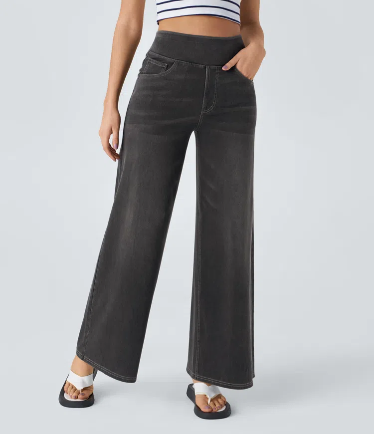 Buvala™-Quinn Super Stretch High-Waisted Wide Leg Jeans