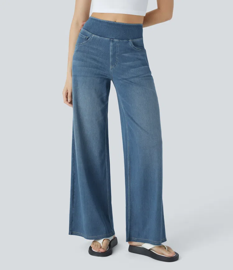 Buvala™-Quinn Super Stretch High-Waisted Wide Leg Jeans