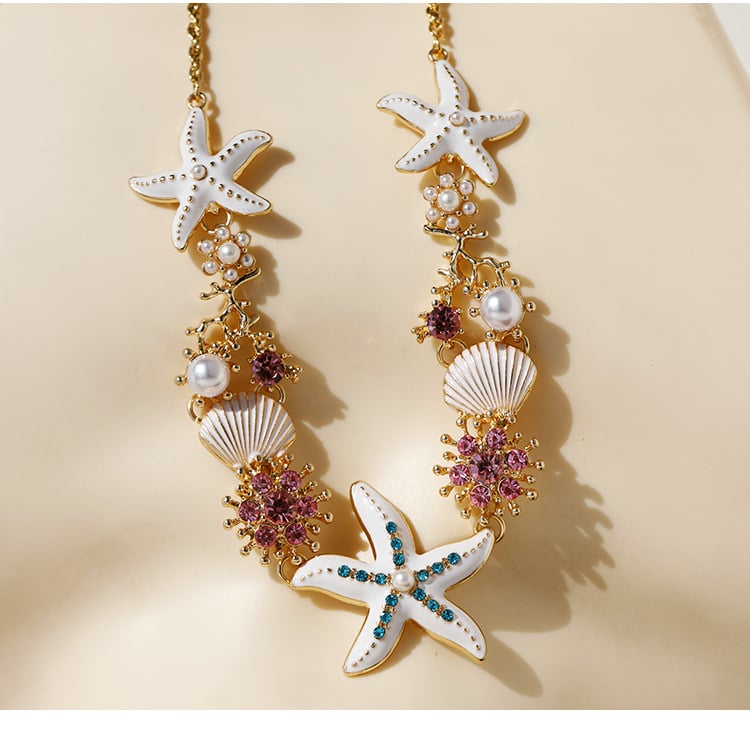 Buvala™-Beach Shell Starfish Coral Necklace & Bracelet & Earrings