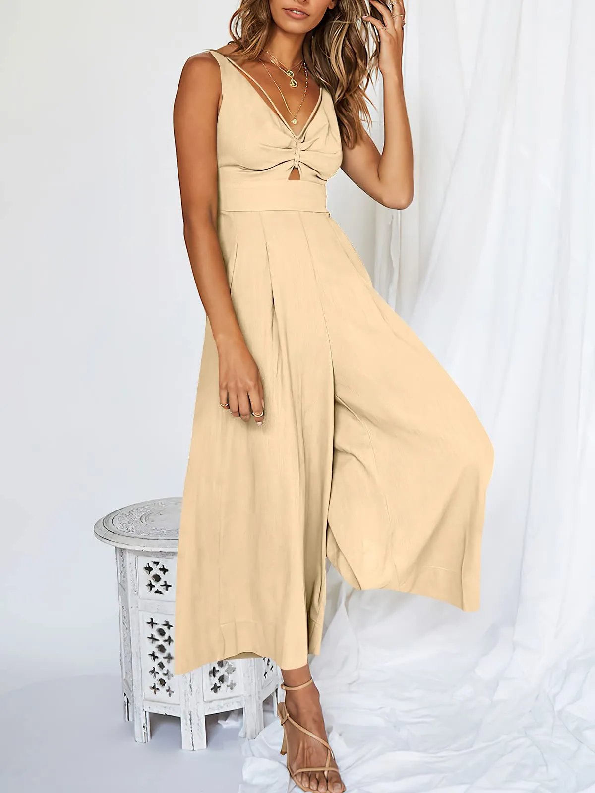 Buvala™-V Neck Cutout High-Waist Jumpsuits(Buy 2 free shipping)