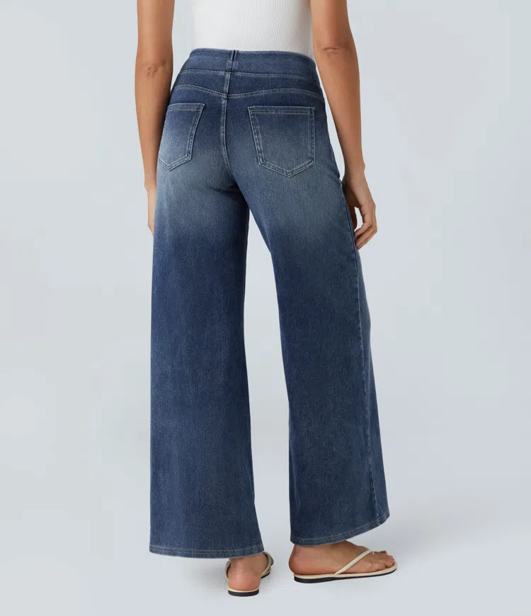 Buvala™-Quinn Super Stretch High-Waisted Wide Leg Jeans