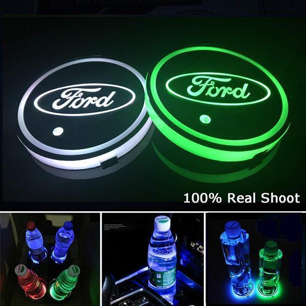 Buvala™-Led Car Logo Cup Lights up Holder USB Charging 7 Colors Changing