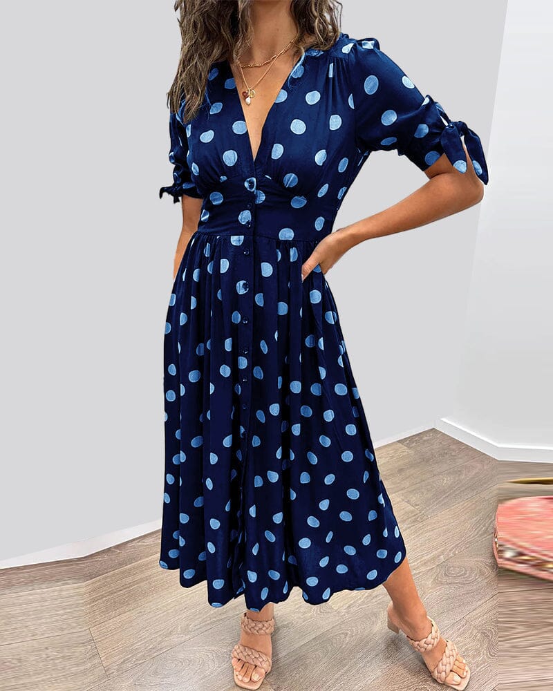 Buvala™-🔥🌷Last Day Promotion 48% OFF - 💃Deep V-neck polka-dot dress