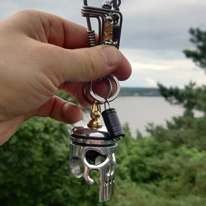 Buvala™-💀Piston art skull keychain [pendant/flashlight/bottle opener]