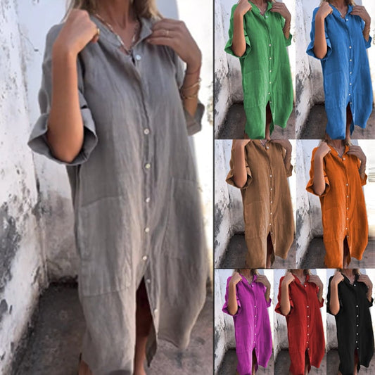 Buvala™-Shirt Style Casual Long Dress (Buy 2 Free Shipping)