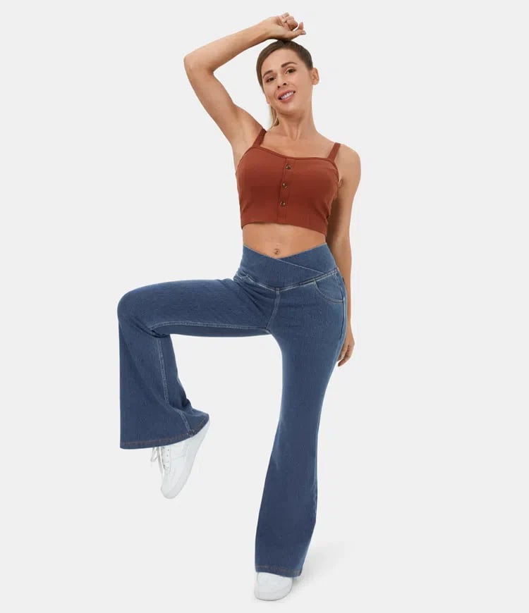 Buvala™-Stretchy Denim High Waisted Crossover Flare Pants (Buy 2 Free Shipping)