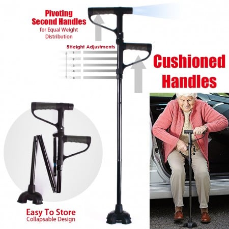 Buvala™-HOT SALE -Aluminum alloy with LED light non-slip foldable walking stick