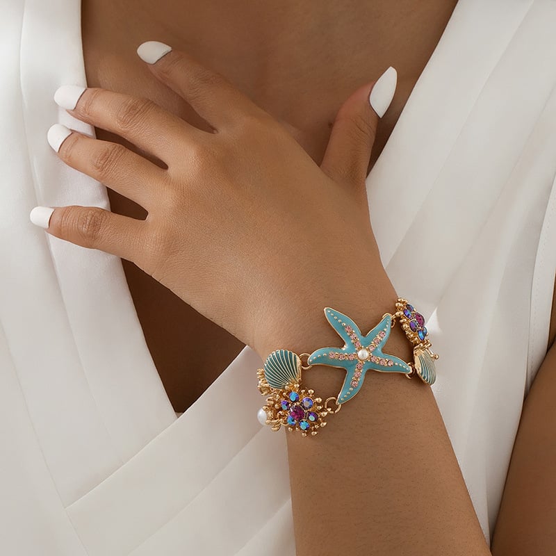 Buvala™-Beach Shell Starfish Coral Necklace & Bracelet & Earrings